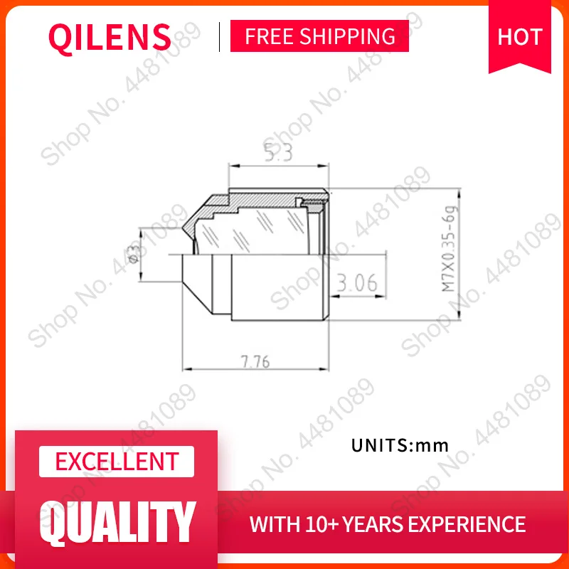 QILENS M7 Mount FL 3.7mm cctv HD 1.3Megapixel  Pinhole Lens Mini  1/3\
