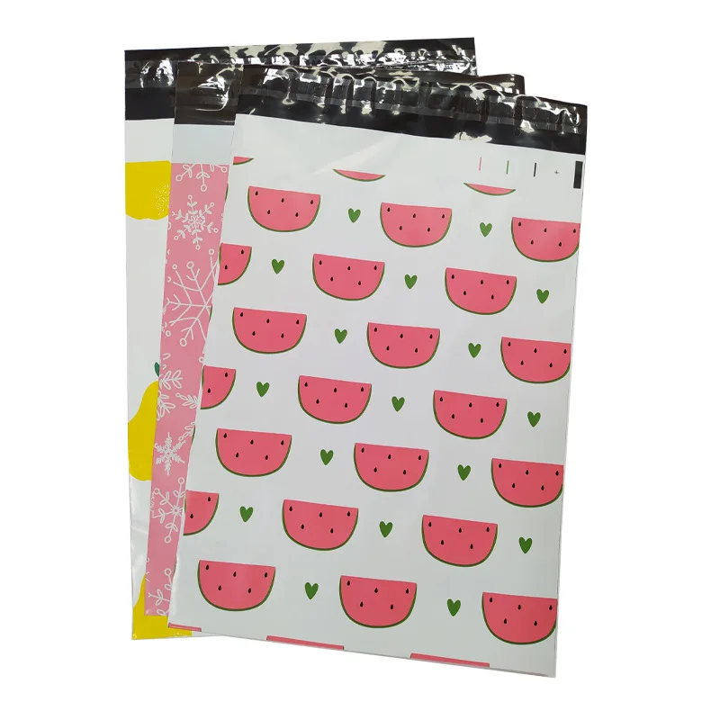 100Pcs Color Print Poly Mailer Cute Fruit Plastic Courier Bag Self Sealing Shipping Envelopes Business Express Mailing Bags