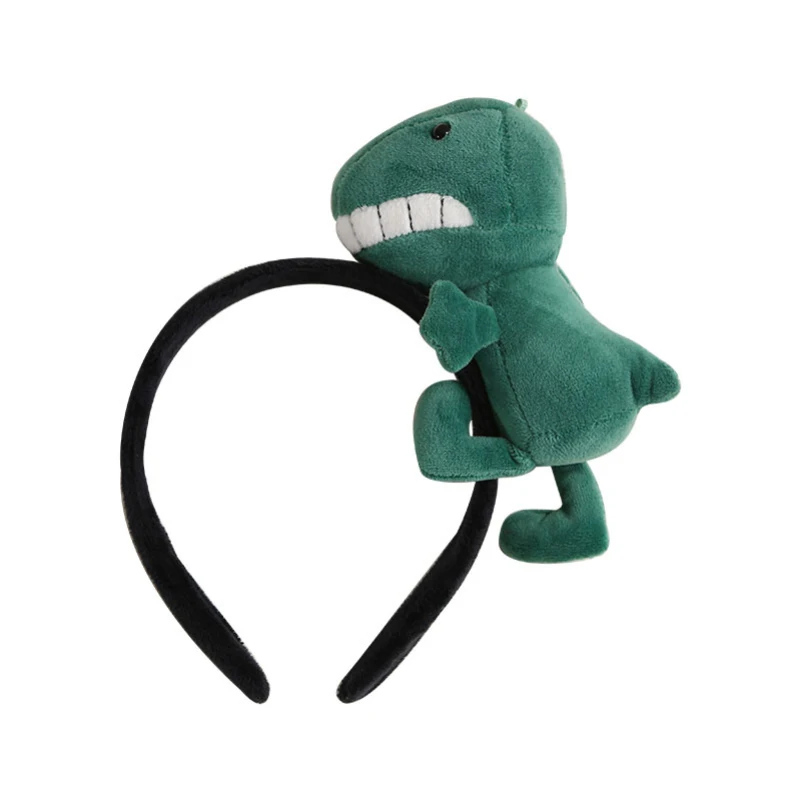 3D Acrylic Fluffy Cute Cartoon Red Green Khaki Animal Dinosaur Toy Black Hairband Headwear for Women & Children