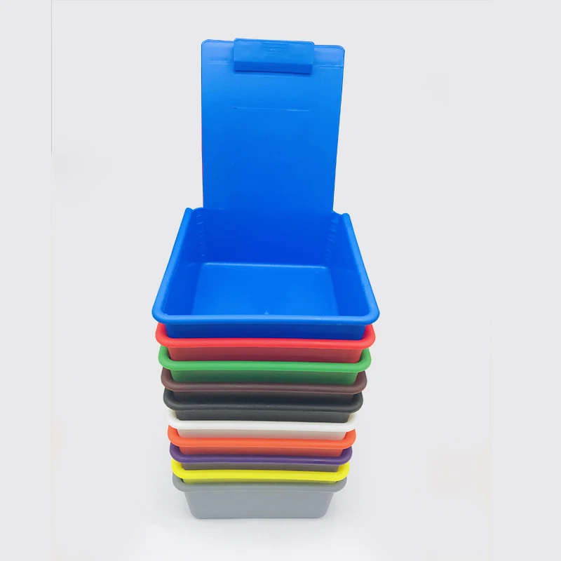 10pcs Dental Lab Working Case Pan Plastic Container Tray with Clip