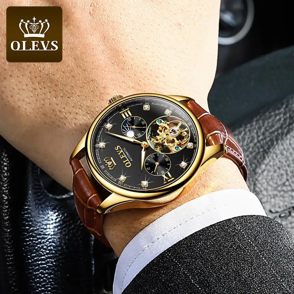 OLEVS Top Brand Men Automatic Mechanical Watch Waterproof Stainless Steel Strap Men\'s Watches