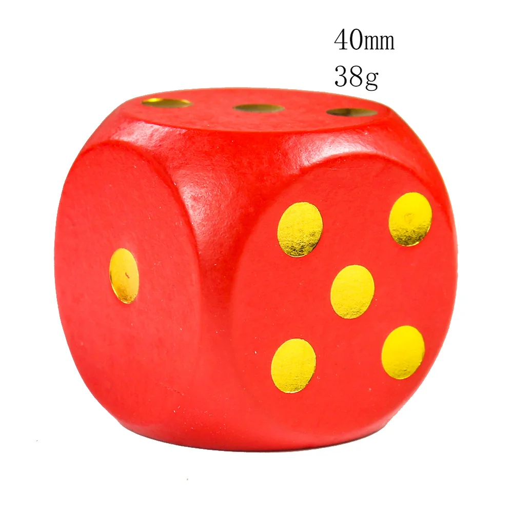 6-sided wooden dice for children and adults, round and six-sided dice, chess game, bar, pub and club, 40mm, 1pc