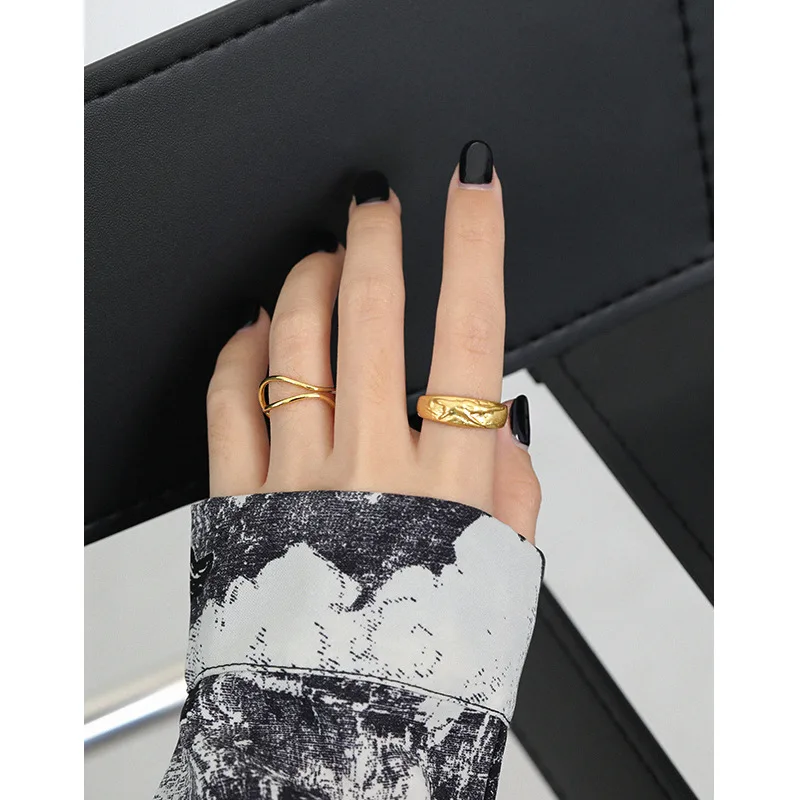 SHANICE S925 فضة حلقة مفتوحة ins الحد الأدنى طبقة مزدوجة خط المتشابكة الإناث افتتاح خواتم السيدات غرامة مجوهرات #3