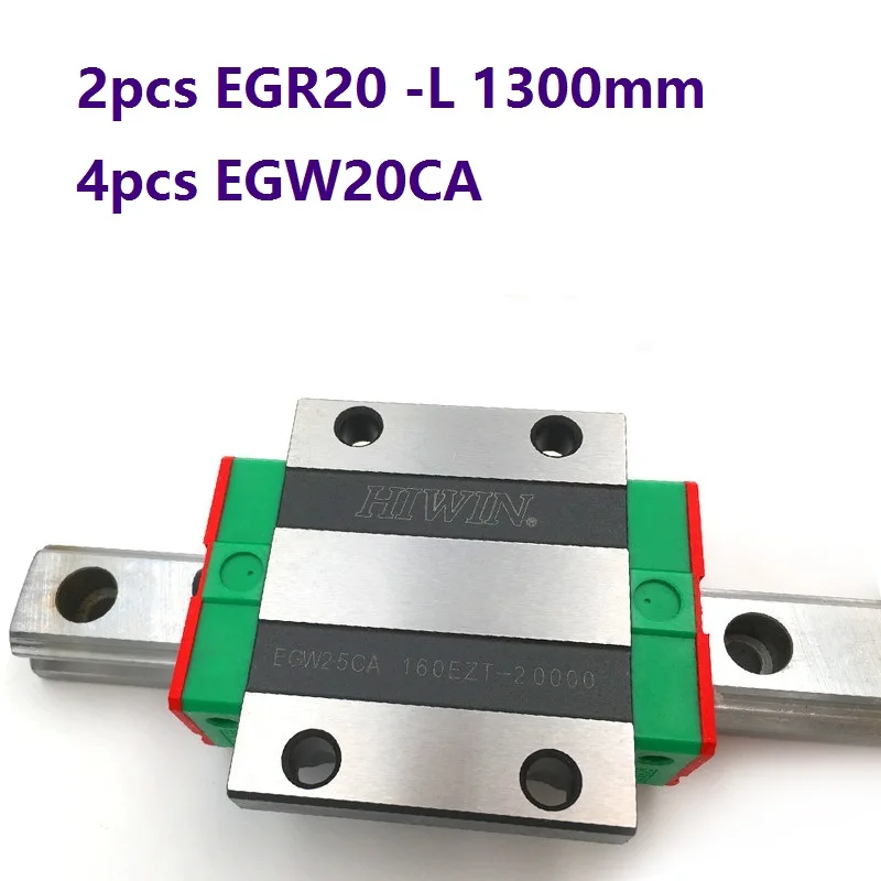 

2pcs origial Hiwin rail EGR20 -L 1300mm linear guide + 4pcs EGW20CA flanged carriage blocks for CNC router