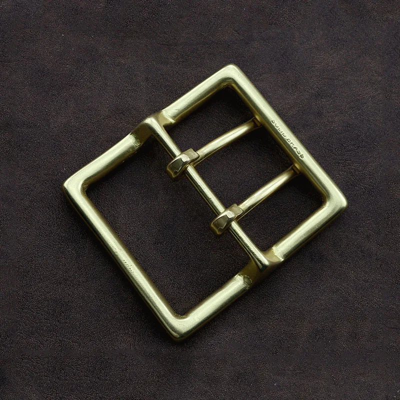 40/45/50/55mm Solid brass Belt Buckle Double Pin two pins 2 Prongs Super wide and thick DIY Leathercraft Hardware Buckles