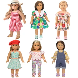 Ropa para muñeca, vestido con lazo, ajuste de 18 pulgadas, 43-45cm, juguete para bebé, muñeca recién nacida y accesorios para muñeca americana