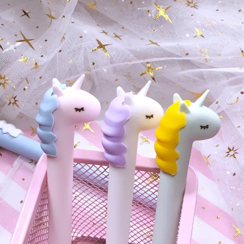 4 PCs Cute Candy-Colored pony Gel Ink Pens Whoelsale Students Writing Supplies Signature Pen Student Writing Office