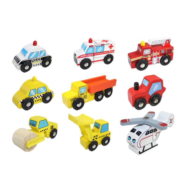 Serie de vehículos de ingeniería de automóviles de madera, accesorios de escena de juguete de riel de madera, juguete para niños y niñas, 1:64 Pd17