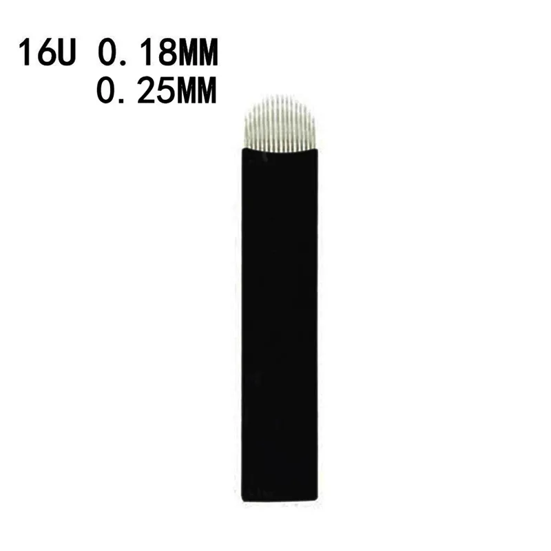 500pcs 14U/16U/18U Semi-permanent black tattoo needles 0.18mm Professional Eyebrow Microblading Needles Disposable Manual Tattoo