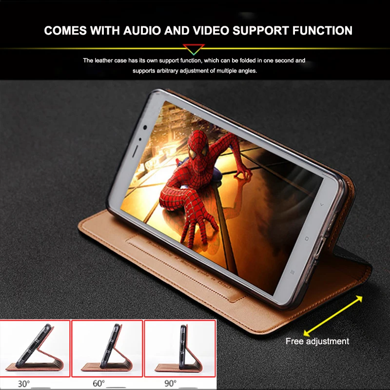 Genuine Leather Case for XiaoMi Redmi Note 5 6 7 8 8T 9 9S Pro Max Luxury Magnetic Flip Cover Card Slots