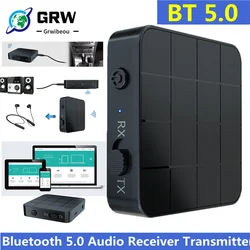 Grwibeou Bluetooth 5.0 4.2 Receiver and Transmitter Audio Music Stereo Wireless Adapter RCA 3.5MM AUX Jack For Speaker TV Car PC