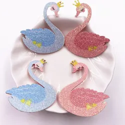 New 10pcs Glitter Felt Fabric Nonwovens Rainbow Swan Applique Wedding DIY Sewing Patch Headwear Bow Accessories Craft  XE76