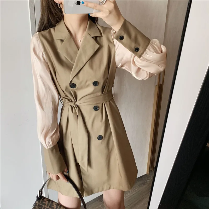 Nähte Ärmeln Graben Mantel Mode Frauen Mantel der Frauen Frühling Herbst Windjacke Korea einreiher Mäntel Mit Gürtel K423