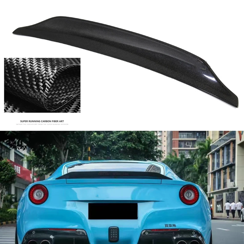 

Rear Spoiler Wing For Ferrari F12 2011-2016 Real Carbon Fiber Car Body Tailgate Lid Trunk Flap Decklid Trim Upper Splitter Lip