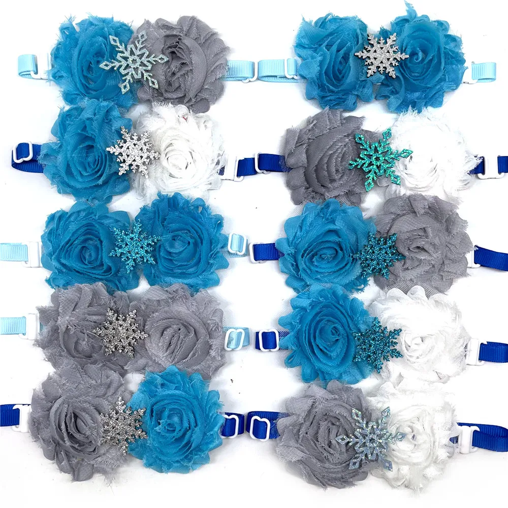 50/100pcs Winter Style Dogs Pet Grooming Accessories Puppy Doggy Holiday Party Snowflake Neckties for Small Dog Grooming Product