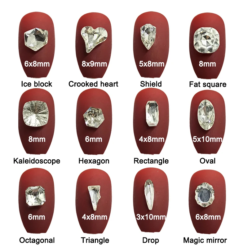 

Sharp Bottom Mixed Shape Nail Art Rhinestone Crystal White High Quality Glass Stone 3D Fingernail Decoration