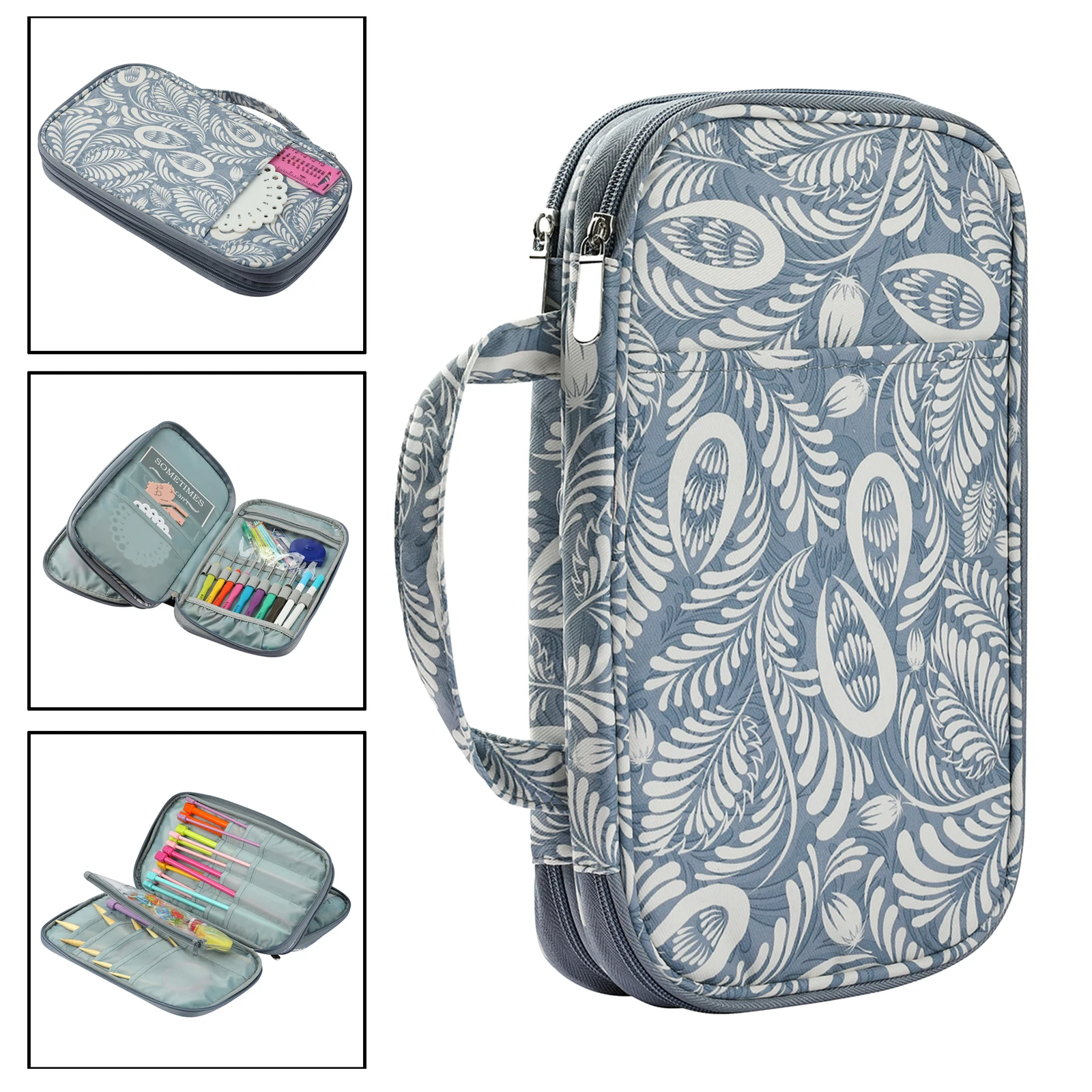 Knitting Needles Case, Organizer Storage Bag for Circular and Straight Knitting Needles, Crochet Hooks Knitting Accessories
