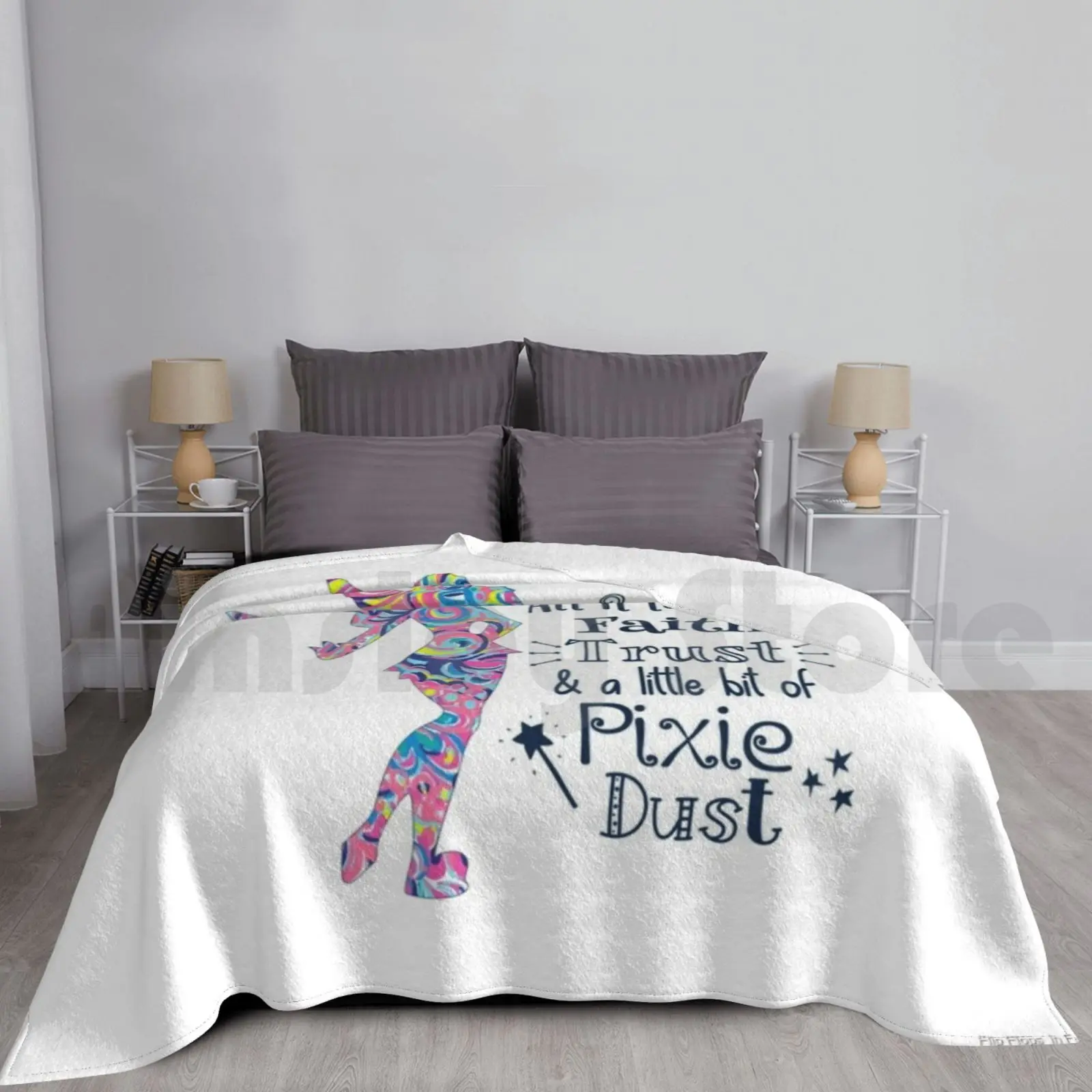 Faith Trust And Pixie Dust Blanket For Sofa Bed Travel Magic Kingdom Pixie Dust