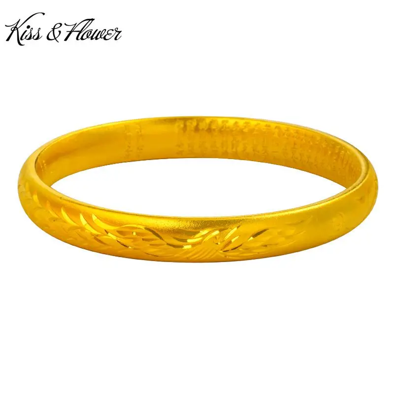 

KISS&FLOWER BR203 Fine Jewelry Wholesale Fashion Woman Bride Birthday Wedding Gift Vintage Phoenix 24KT Gold Bracelet Bangle