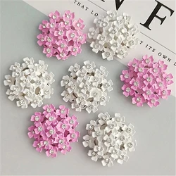 10 Pcs/lot White Pink Christmas Alloy Diamond Rhinestone Buttons Girl Hair Wedding Decorative Buttons Crafts Jewelry Accessories