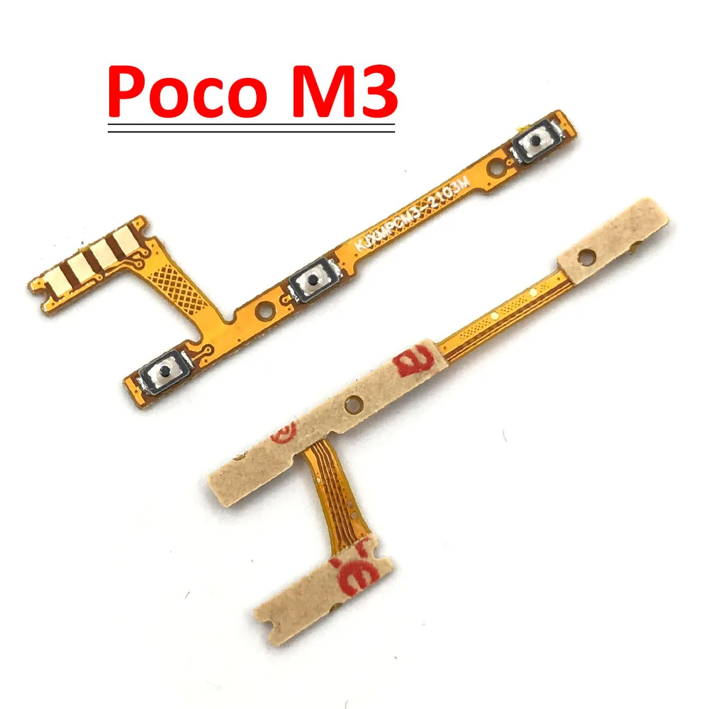 New For Xiaomi Poco M3 Power On/Off Key & Volume Side Button Flex Cable Repair Parts