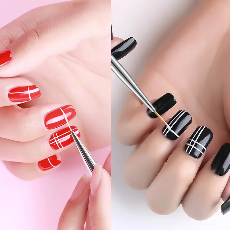 3 Pcs/set Nail Painting Brushes Stripes Flower Drawing Brush Pen Black pole Color Hook Line Pens DIY Manicure Nail Art-Pens