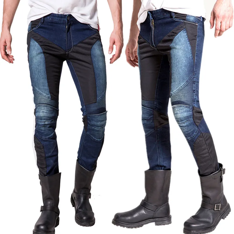 Black Blue Summer fitted straight stretch denim jeans Breathable Mesh Motorcycle Jeans Scooter  Motocross  Pants Size:28-44