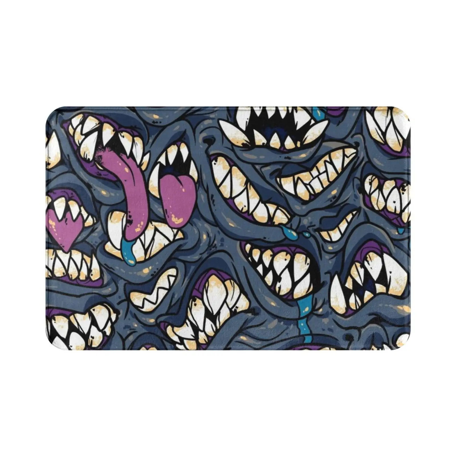 Sins Of The Flesh [ Ghoul ] Carpet Mat Rug Cushion Soft Non-Slip Ghoul Mouth Mouths Teeth Tongue Fangs Monster