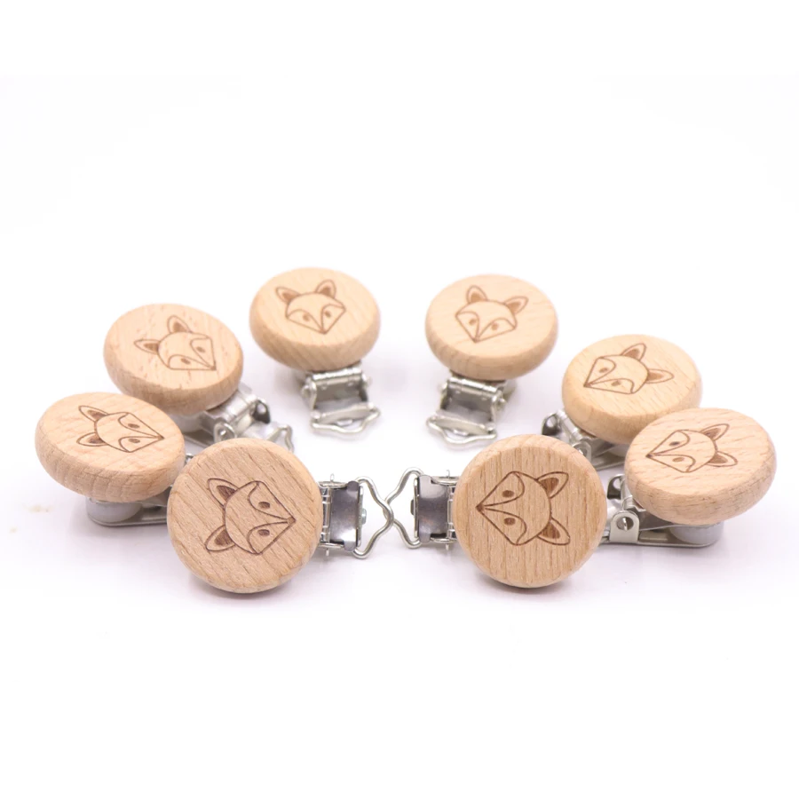 10Pcs/Lot Good Grade Beech Wooden Clip for Soother Teether Feeding Care Nipple Holder Dummy Clip Pacifier Chain Accessory