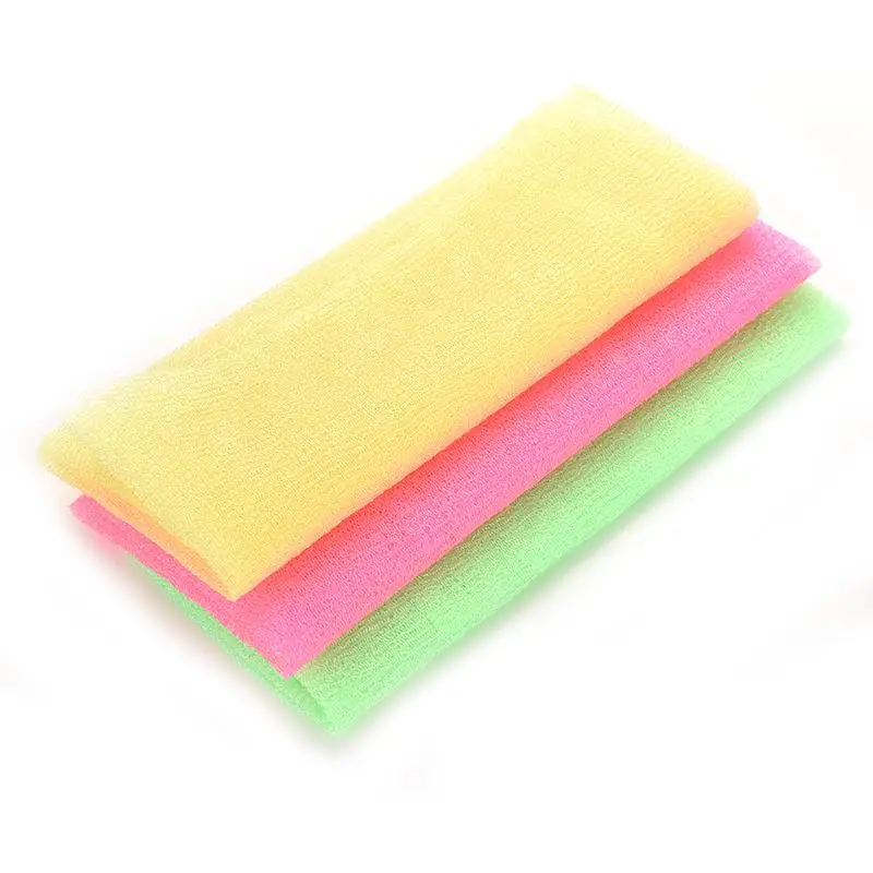 NEW 10Pcs Hot Nylon Japanese Exfoliating Beauty Skin Bath Shower Wash Cloth Towel Back Scrub Multi Colors