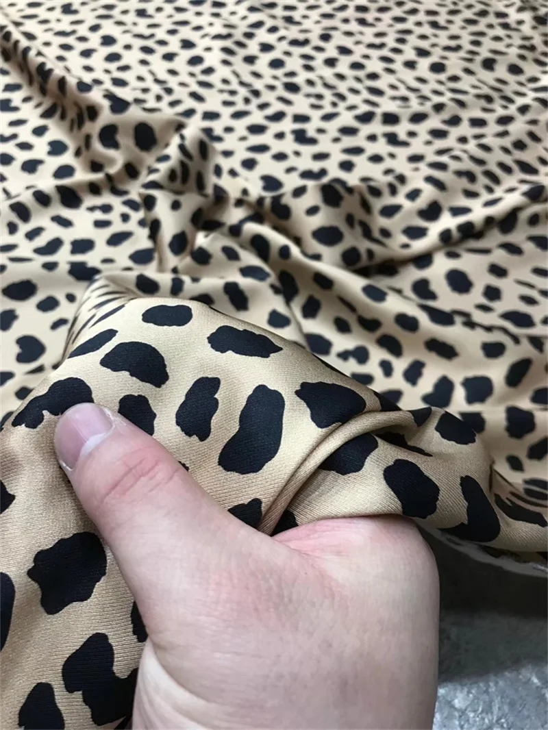 Fashion Leopard Print Stretch Twill Silk Fabric Dress Half Skirt Shirt Sewing Cloth Handmade Diy Satin Material Charms African