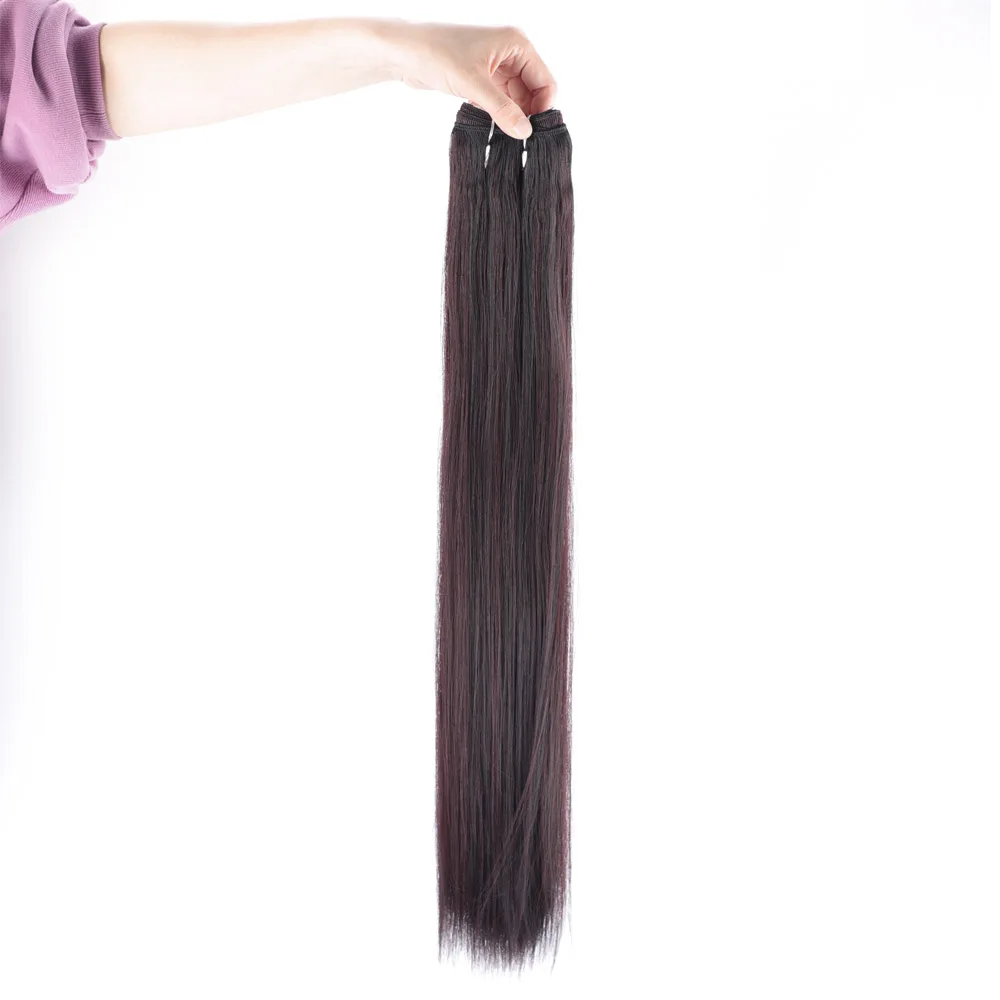 Extensiones de Cabello sintético liso para mujer, mechones de pelo sintético de 30 pulgadas, estilo africano, mezcla de colores