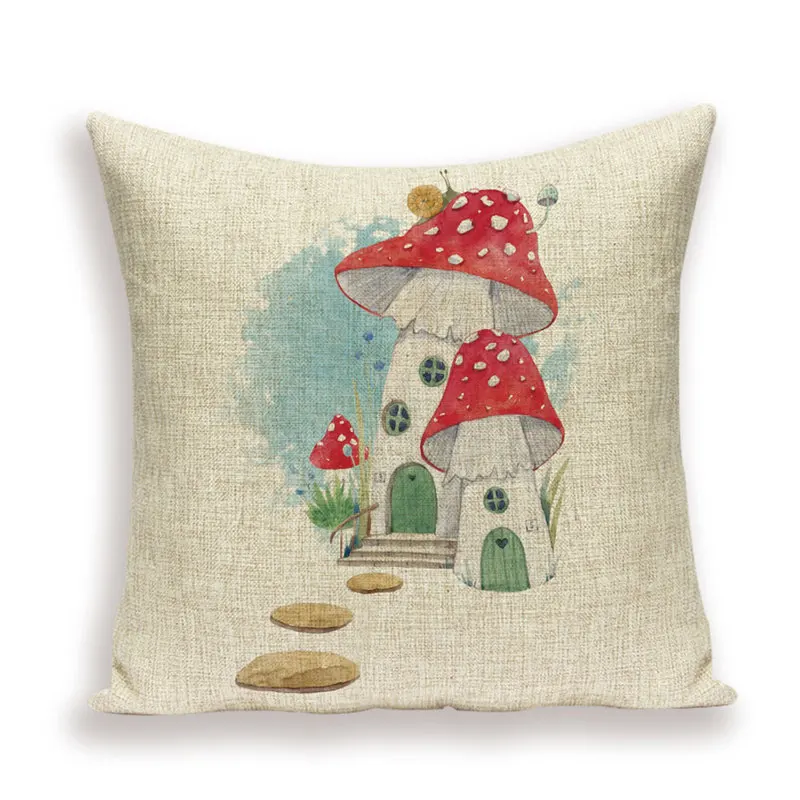 Tropical Cartoon Cushion Case Morocco Mushroom Throw Pillow Cover Print Cushions Covers Plant Pillows Cases Home Cushions Covers