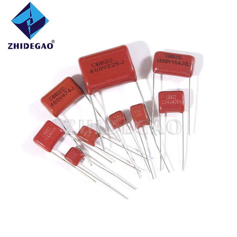 ZHIDEGAO 500pcs CBB Polypropylene Film Capacitor Pitch 15mm 10mm 2000V 630V 1600V 400V 250V 1nF 4.7nF 10nF 22nF 47nF 56nF 100nF