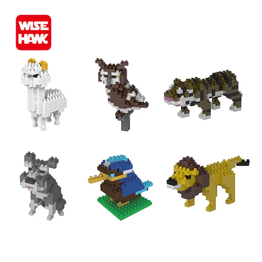 WiseHawk Animal Series Mini Blocks Bird Dog Lion Tiger DIY Model Plastic Toys Figures Educational Gifts Diamond Building Bricks