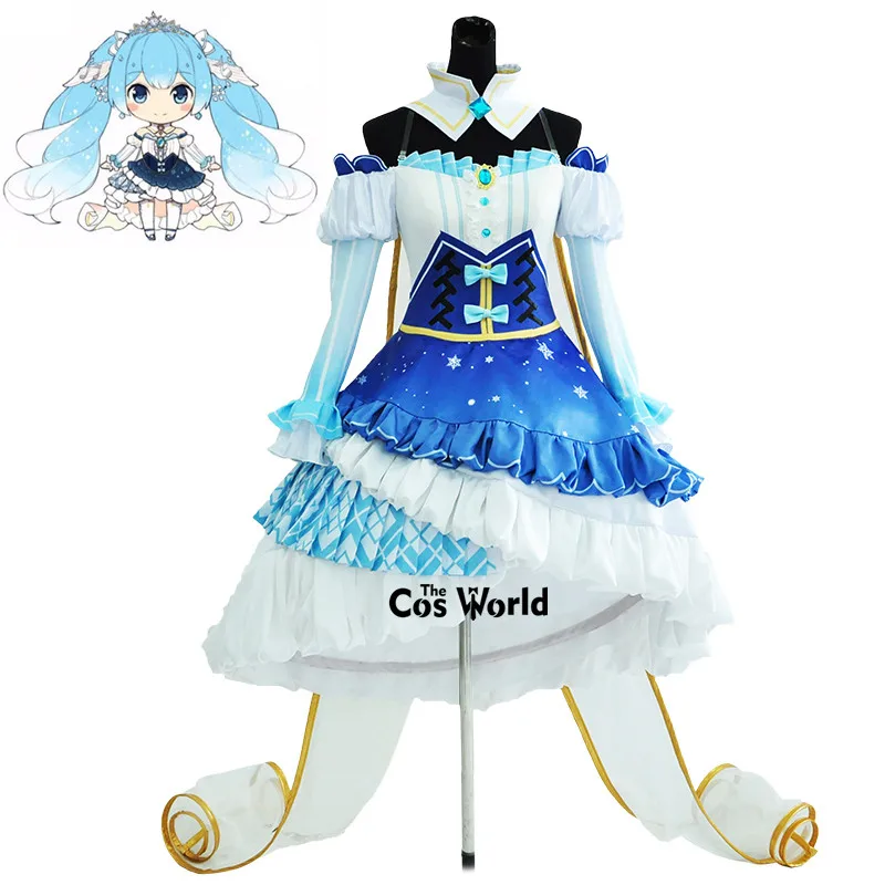 2019 Miku Princess Snow Dress Uniform Outfit Anime Customize Cosplay Costumes