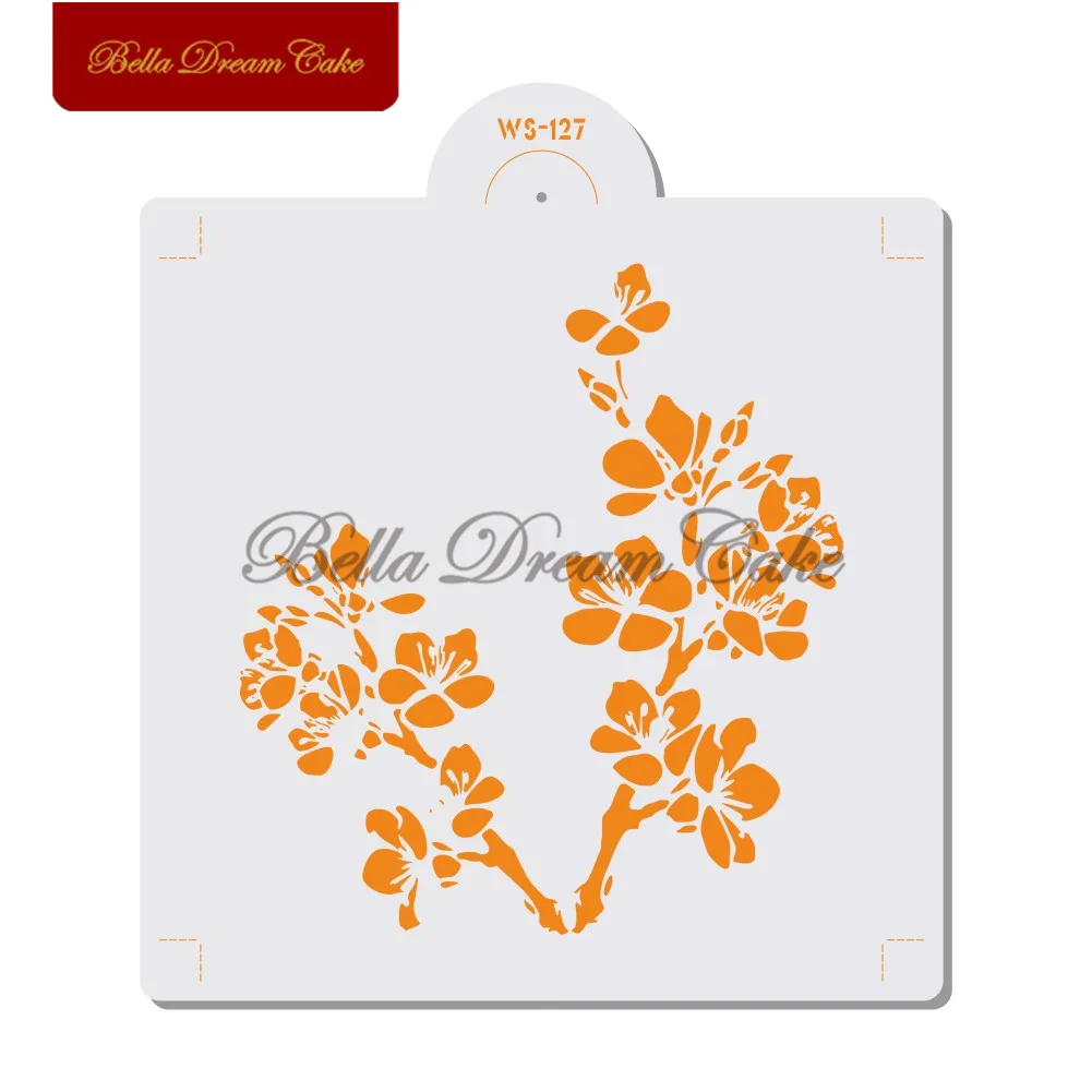 Peach Blossom Design Wall Stencil Cake Tools Layering Stencils Painting Scrapbook Coloring Embossing Album Decorating Template