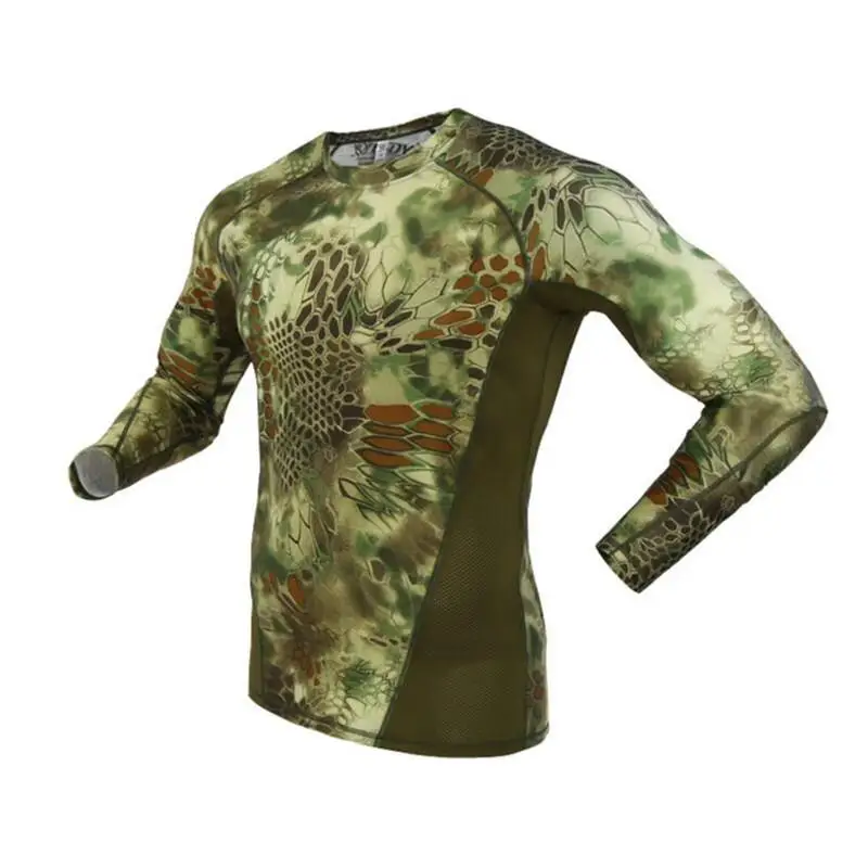 Summer Long Sleeve Military Camouflage T-shirt Men Tactical Army Combat T Shirt Quick Dry Camo Hunt Clothing Casual O-Neck Tshir