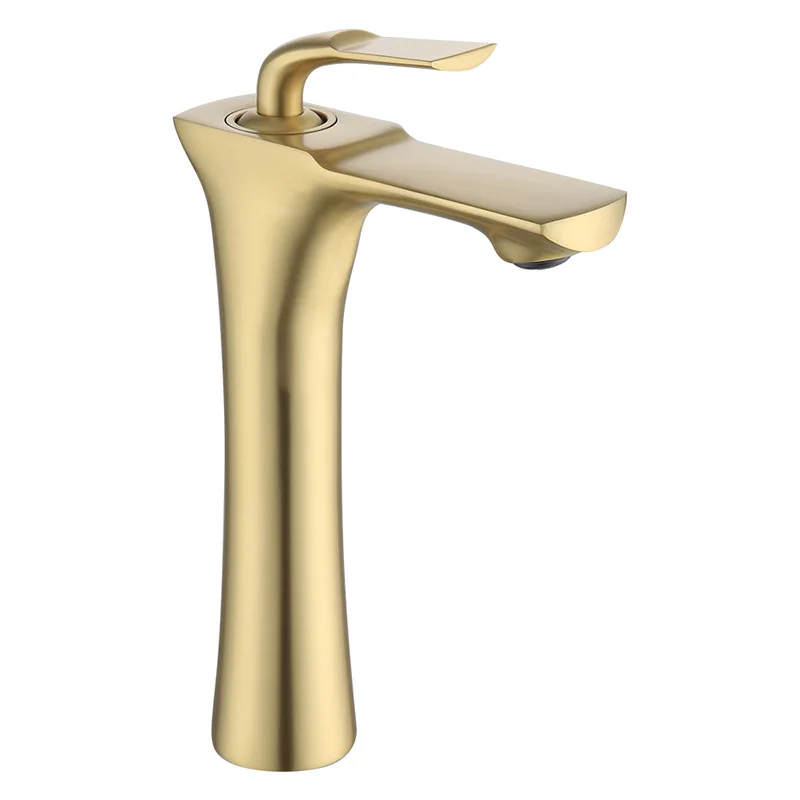 

Basin Faucet Brush Gold Brass Bathroom Sink Faucet Single Handle Hole Deck Vintage Wash Hot and Cold Mixer Tap Crane