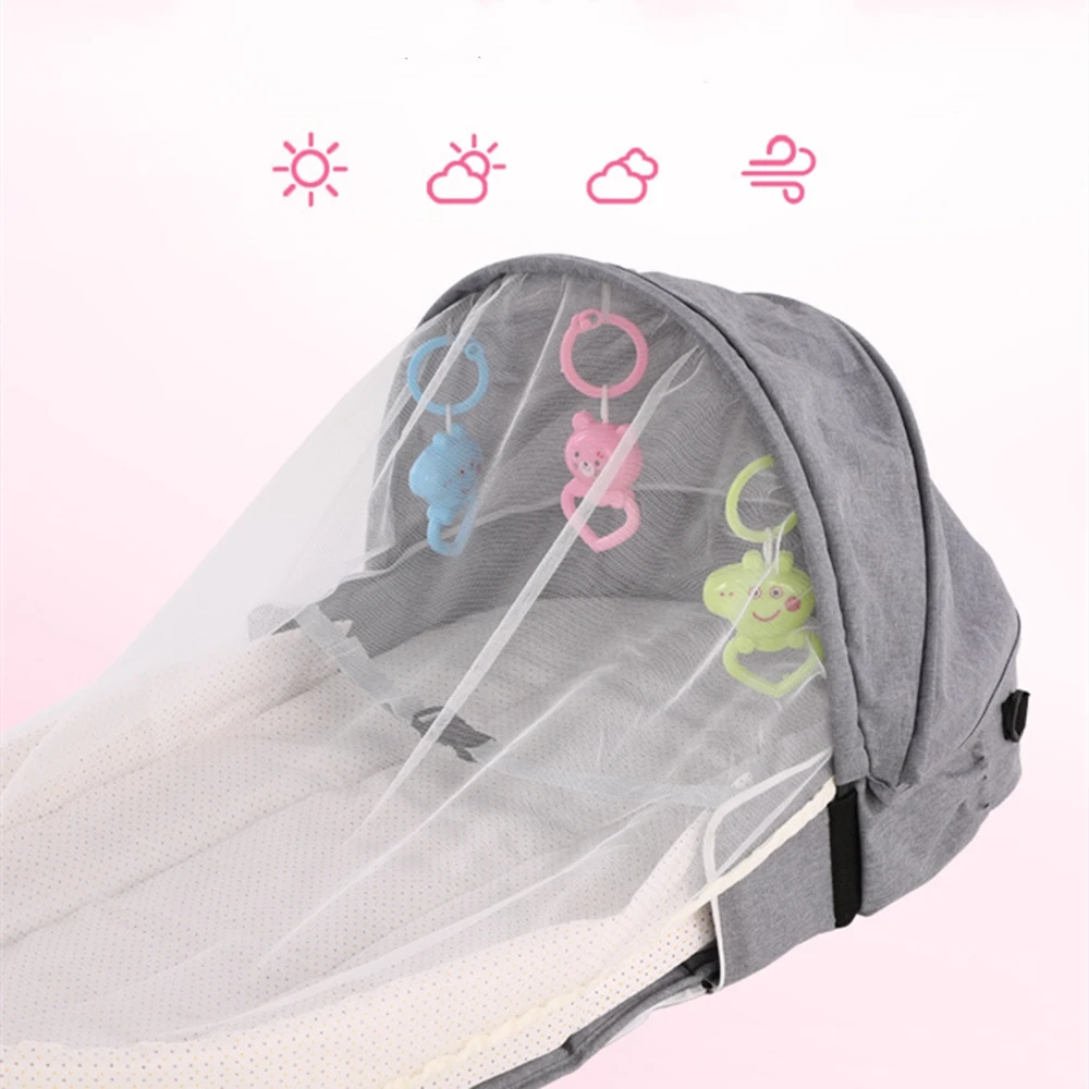 Portable Baby Crib Foldable Baby Bed Sun Protection Mosquito Net For Baby Sleeping Infant Breathable Bassinet Cot With Toys