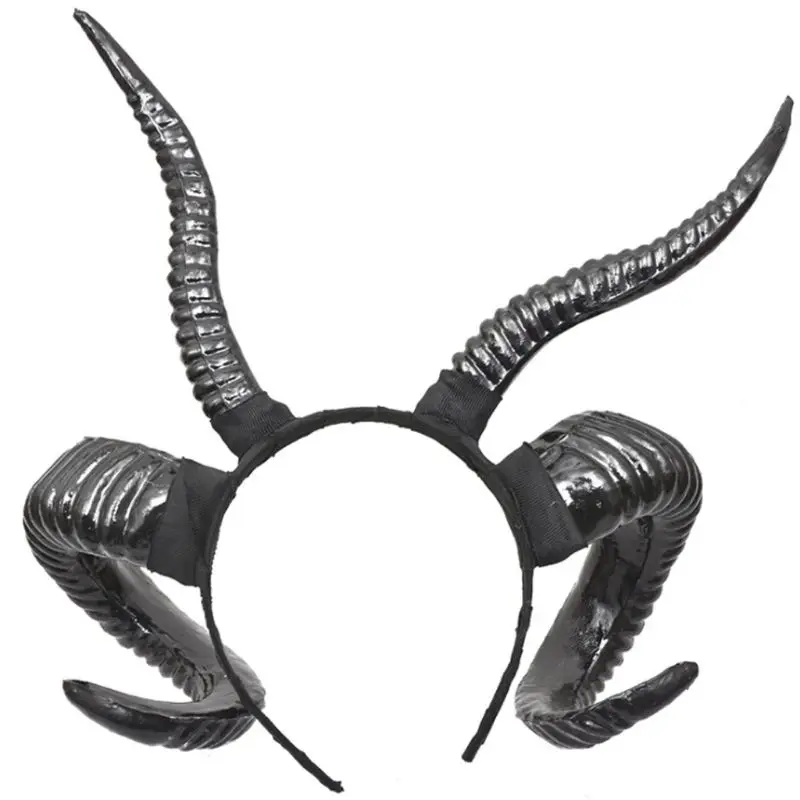 Gothic Punk Nữ Linh Dương Con Cừu Sừng Đầu Động Vật Rừng Cosplay Tóc Vòng Halloween Hóa Trang Quỷ Trang Phục Hình Đạo Cụ