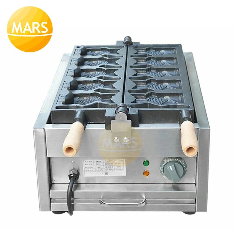 

Japanese Fish-Shaped Taiyaki Machine 5pcs Ice Cream Waffle Cone Baking Pan Non Stick Fish Plates 220V 110V