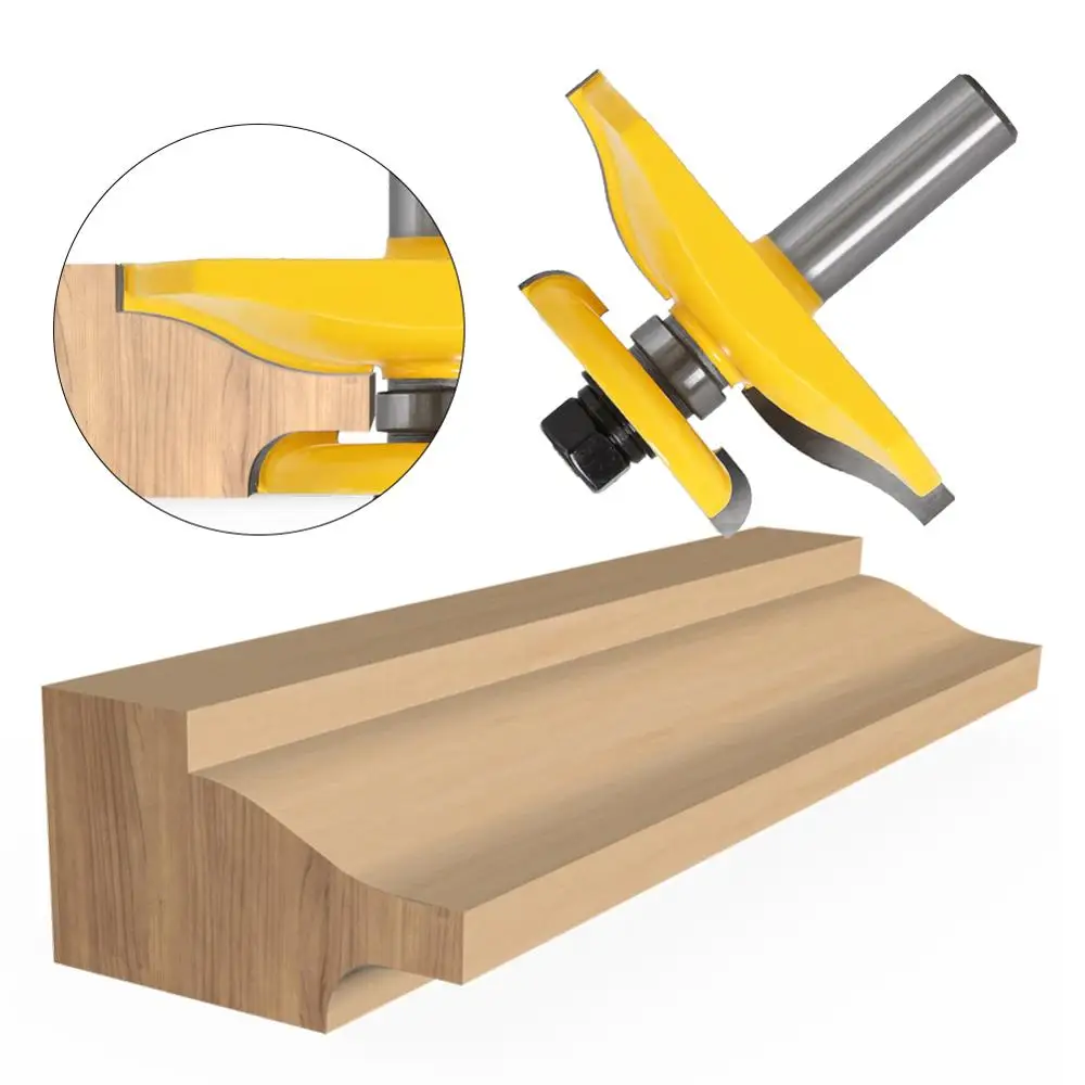 12mm 1/2in shank Round Over Rail & Stile with Cove Panel Raiser 1Bit Router Bit Set Tenon Cutter for Woodworking Tools