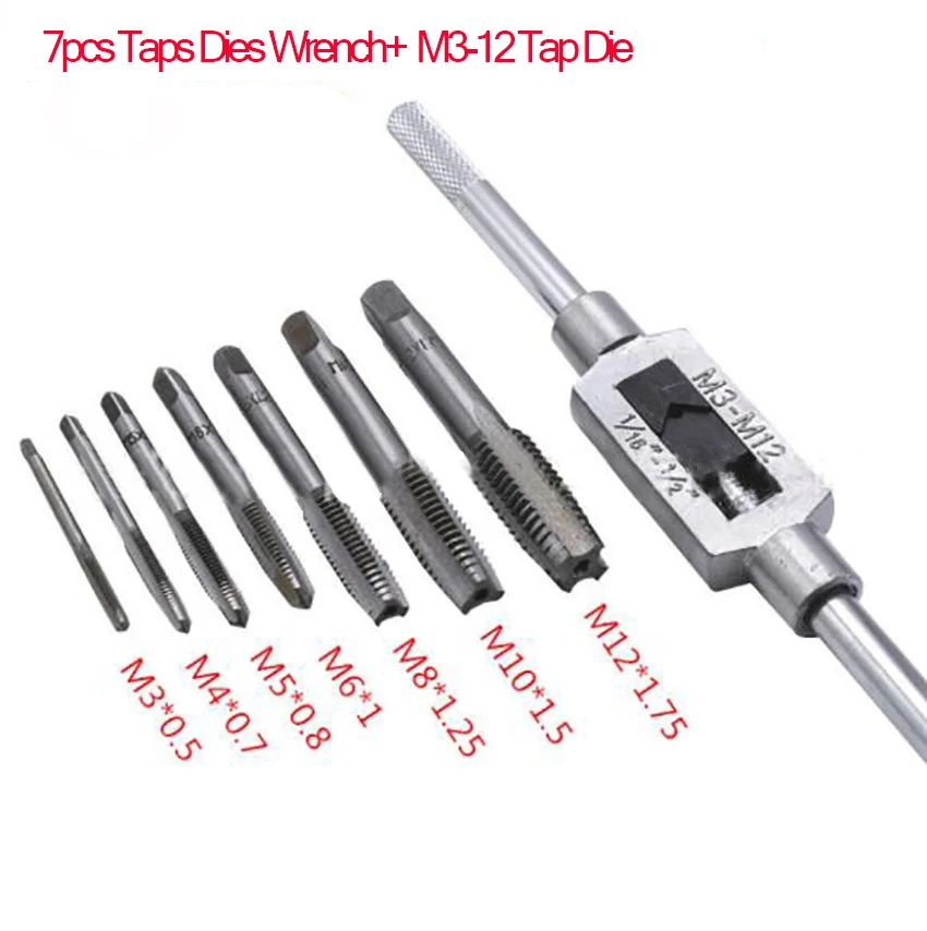 1Set Harde Legering Staal Tap Sterven En Wrench Bit Set, Metaalbewerking Verstelbare Schroefdraad Carbon Hand Schroef Kranen