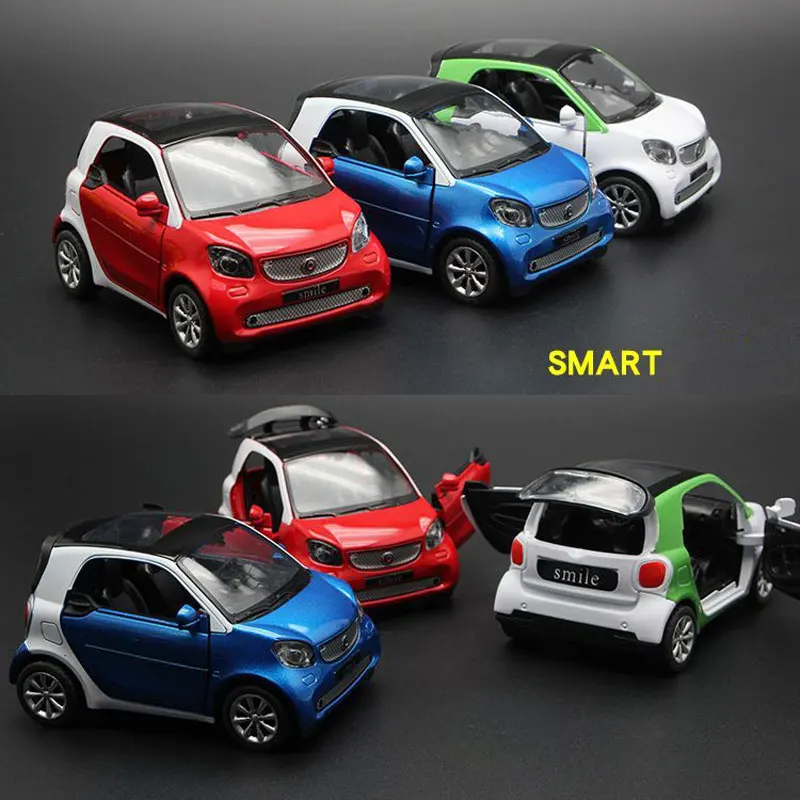 Mini Smart Alloy Car Model Simulation Alloy Sound and Light Pull Back Door Toy Vehicles Diecast Model Cars-Toy For Kids