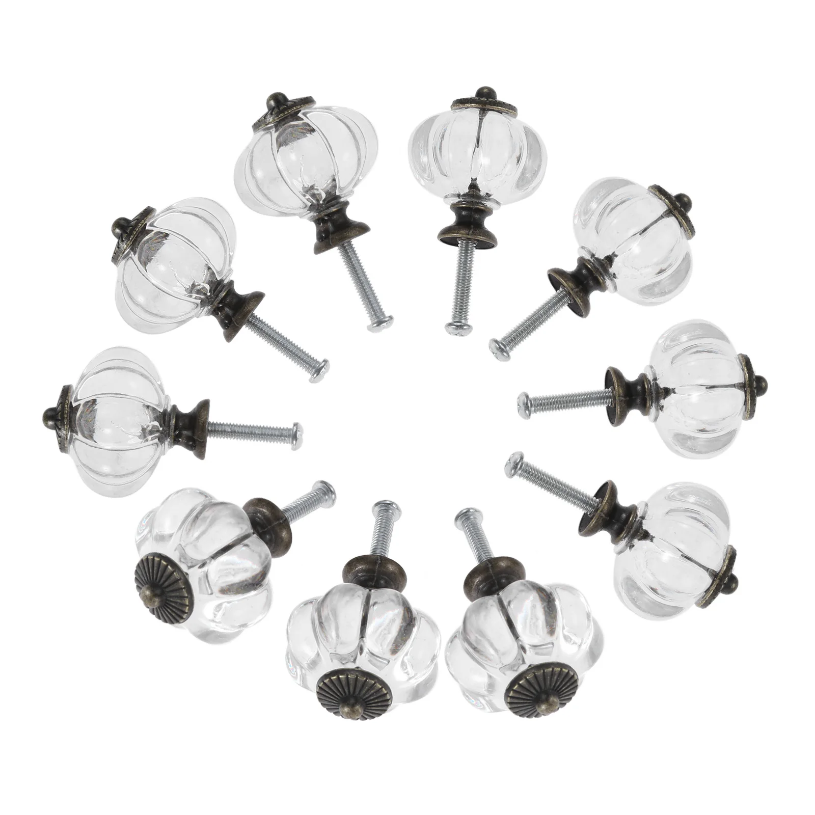 20pcs/10pcs Transparent Pumpkin Knob Acrylic+Alloy Clear Handle Pulls Cabinet Drawer Decor Kitchen Dresser Clothes Hooks w/screw