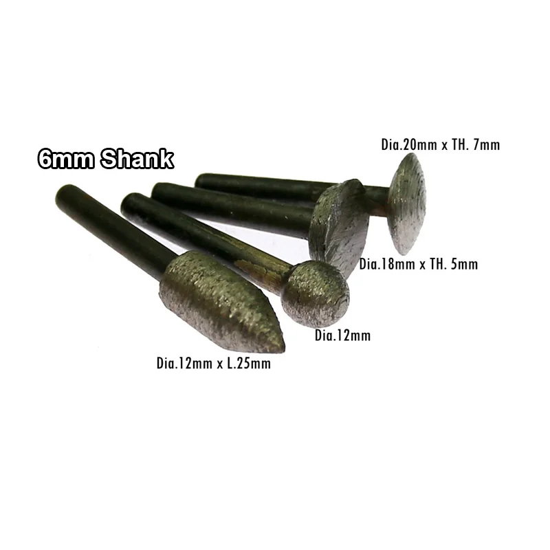 4 pieces OD12-25mm*6mm Sintered Diamond Mounted Grinding Point Stone Engraving Carving Grinding Head