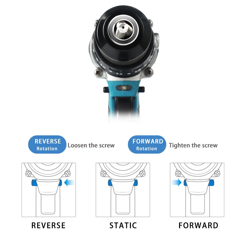 13MM Chuck Brushless 21V Impact Power Electric Screwdriver Ice Fishing 2 Speed Wireless Cordless Drill 4000 Mah Lithium Battery