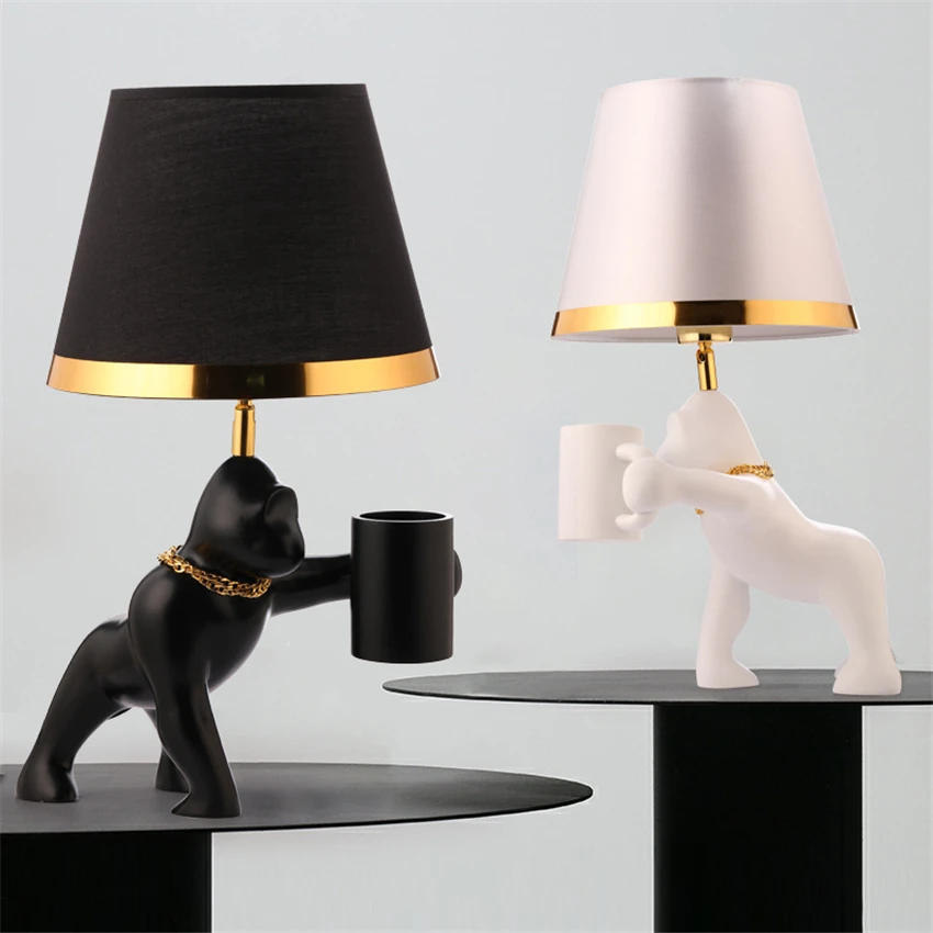 Nordic Animal Orangutan Table Lamp Living Room Children's Room Study Bedroom Office Desktop Lamp Interior Design Decor Lighting