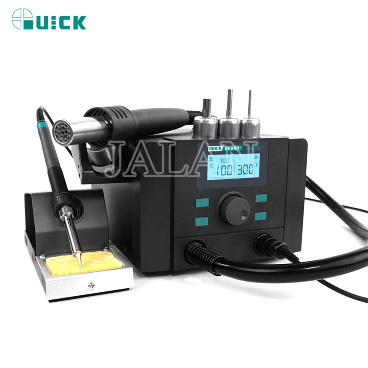 

QUICK 8686D+ 2 in 1 Rework Station Hot Air Gun Electric Soldering Iron Mobile Phone Screen Motherboard Lead-free Repair Tool